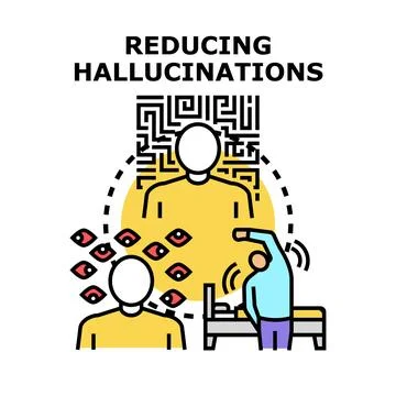 Person coping with reducing mental hallucinations concept Stock Illustration