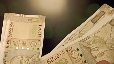 A person counts Indian 500 rupee currency bank note Stock Footage 316968451