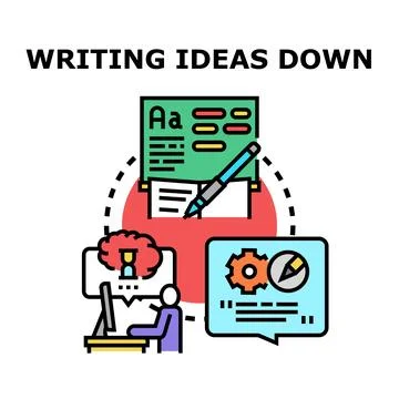 Person creating content, writing ideas down イラスト素材