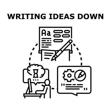 Person creating content, writing ideas down イラスト素材