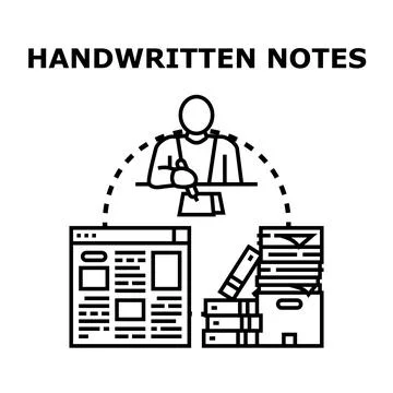 Person creating handwritten notes for information management Stock Illustration