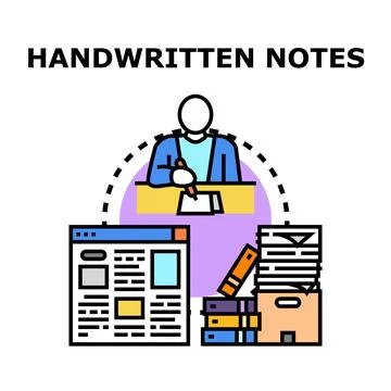 Person creating handwritten notes for information management Stock Illustration
