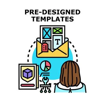 Person creating project using pre designed templates concept Stock Illustration