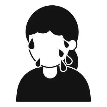 Person crying with tears falling icon concept Stock Illustration