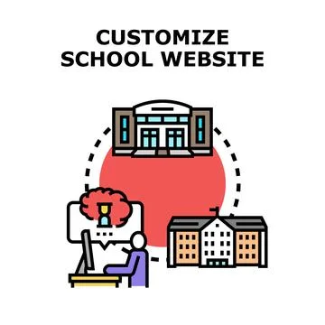 Person customizing school website design and development 库存插图