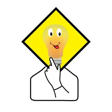 Person with a cute light bulb instead of head Stock Illustration