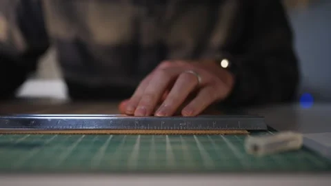 A person is cutting something with a pair of scissors Stock Footage 302442832