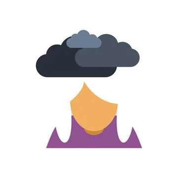Person with dark clouds representing depression and sadness 스톡 일러스트