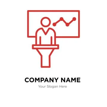 Person in data analytics presentation company logo design template Stock Illustration
