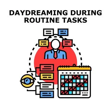 Person daydreaming during routine tasks and planning Stock-Illustration