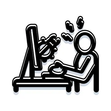 Person dealing with computer virus cyber attack イラスト素材