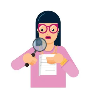 Person delegate to the audit that analyzes and research the correctness of th Stock Illustration