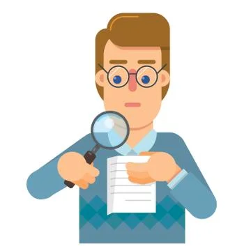 Person delegate to the audit that analyzes and research the correctness of th Stock Illustration