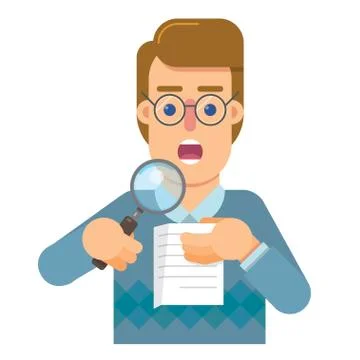 Person delegate to the audit that analyzes and research the correctness of th Stock Illustration