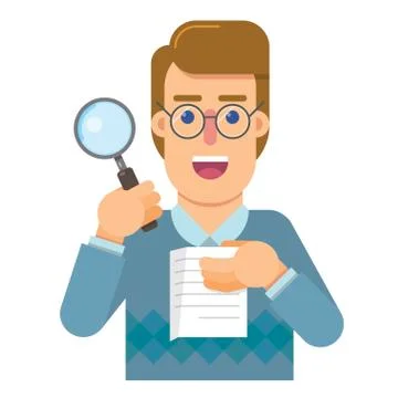 Person delegate to the audit that analyzes and research the correctness of th Illustrazione stock