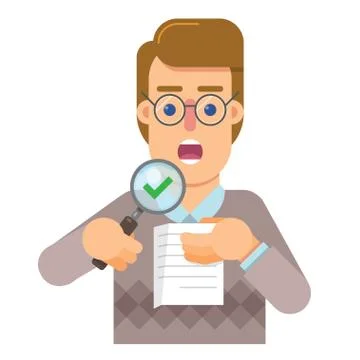 Person delegate to the audit that analyzes and research the correctness of th Stock Illustration