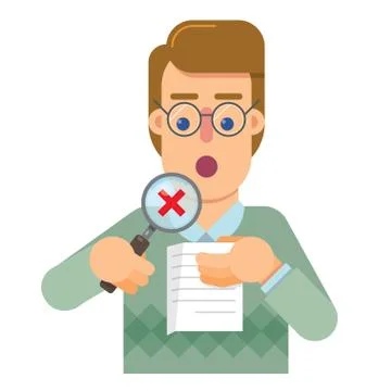 Person delegate to the audit that analyzes and research the correctness of th Stock Illustration