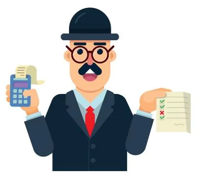 Person delegate to the audit that analyzes and research the correctness of th Stock Illustration