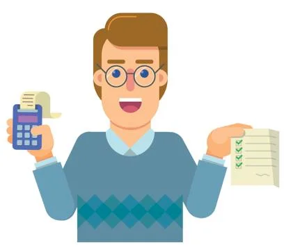 Person delegate to the audit that analyzes and research the correctness of th Stock Illustration