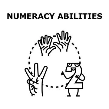 Person demonstrating numeracy abilities counting numbers with hands Stock Illustration