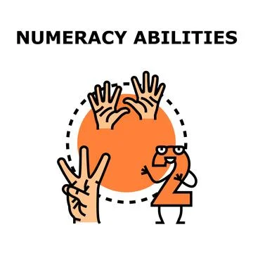 Person demonstrating numeracy abilities counting numbers with hands Stock Illustration