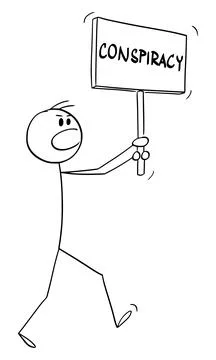 Person on Demonstration Fighting for Conspiracy, Vector Cartoon Stick Figure Illustrazione stock