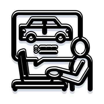 Person designing car on computer using cad software 스톡 일러스트