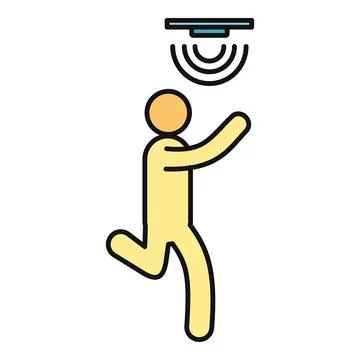 Person detecting movement with security motion sensor Stock Illustration