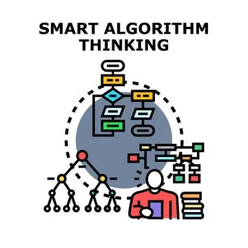 Person developing algorithm with smart thinking process Stock Illustration
