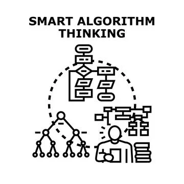 Person developing algorithm with smart thinking process Stock Illustration