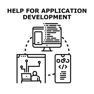 Person developing applications for diverse computing devices and systems Stock Illustration