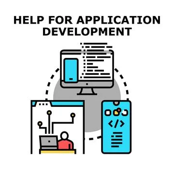 Person developing applications for diverse computing devices and systems 스톡 일러스트