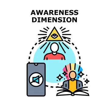 Person developing awareness dimension with knowledge and silence Stock Illustration