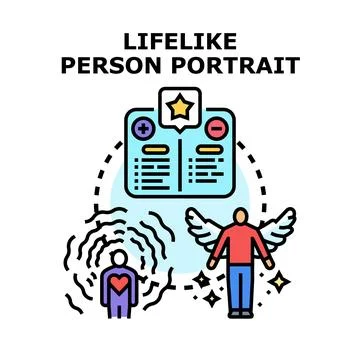 Person developing characteristics for lifelike portrait definition Stock Illustration