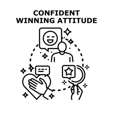 Person developing confident winning attitude psychological concept Stock Illustration