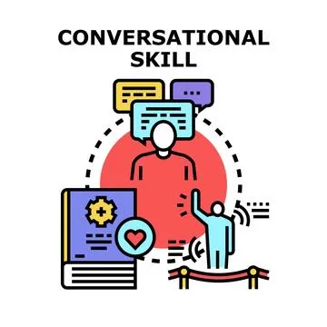 Person developing conversational skill by learning communication education Stock Illustration
