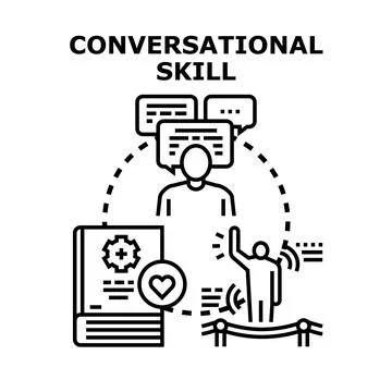 Person developing conversational skill by learning communication education Stock Illustration