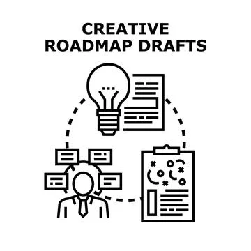 Person developing creative roadmap concepts and project drafts 스톡 일러스트