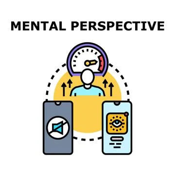 Person developing mental perspective using digital devices Иллюстрация