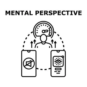 Person developing mental perspective using digital devices Stock Illustration