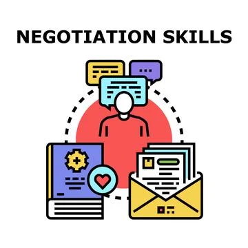 Person developing negotiation skills, communication strategies, and agreement Stock Illustration