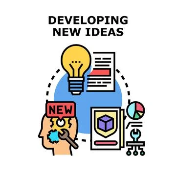 Person developing new ideas and creative business solutions Stock Illustration