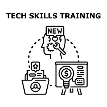 Person developing new tech skills through training Stock Illustration