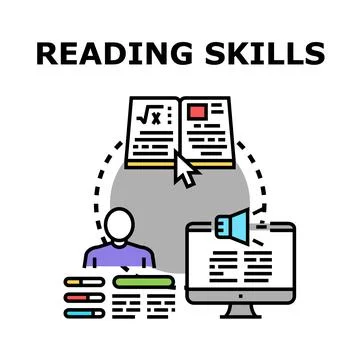 Person developing reading skills with online education tools Stock Illustration