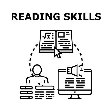 Person developing reading skills with online education tools Stock Illustration
