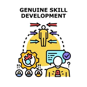 Person developing skills, growth, improvement, and innovation working Stock Illustration