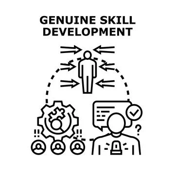 Person developing skills, growth, improvement, and innovation working Stock Illustration