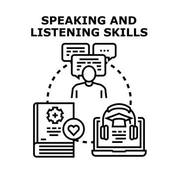 Person developing speaking and listening communication skills Illustration
