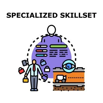 Person developing specialized skillset and professional abilities Stock Illustration