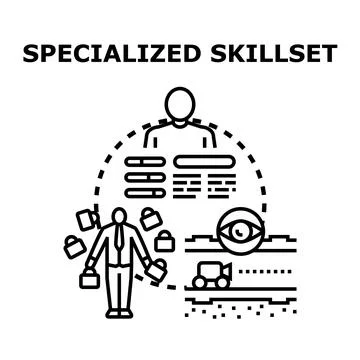 Person developing specialized skillset and professional abilities Stock Illustration